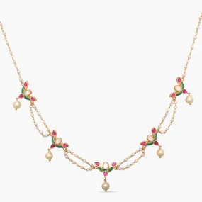 Kusum Gold Plated Jadau And Pearl Chain Choker Kusum Gold Plated Jadau And Pearl Chain Choker
