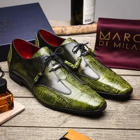 Marco Di Milano Anzio Derby Green Alligator And Calfskin Shoes Marco Di Milano Anzio Derby Green Alligator And Calfskin Shoes