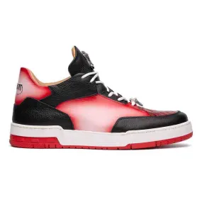 Mauri Men's Ghost Genuine Crocodile and Nappa Leather Black/Red/White Mid Sneakers Mauri Men's Ghost Genuine Crocodile and Nappa Leather Black/Red/White Mid Sneakers