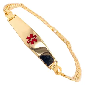 Medical Alert Bracelet 14K Yellow Gold  Red Enamel Medical Caduceus, 7 Day Delivery Medical Alert Bracelet 14K Yellow Gold  Red Enamel Medical Caduceus, 7 Day Delivery
