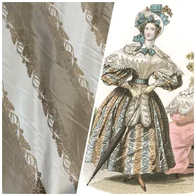 NEW Contessa Irene Faux Silk Taffeta Champagne and Old Gold Striped with Vine Embroidery NEW Contessa Irene Faux Silk Taffeta Champagne and Old Gold Striped with Vine Embroidery