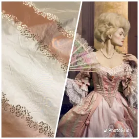 NEW Lady Kristen Designer 100% Silk Taffeta Embroidered Stripe Floral Fabric- Pink & Cream NEW Lady Kristen Designer 100% Silk Taffeta Embroidered Stripe Floral Fabric- Pink & Cream