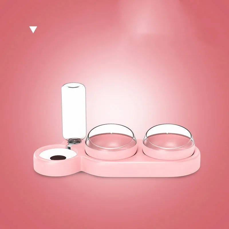 New Pet Food Utensils Cute Cat Dogd Feeding Hit Color Belt Drinking Bottle Three-in-one Bowl Feeding and Water Cat Bowl for Cat