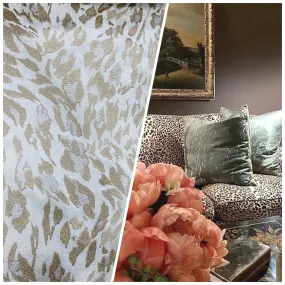 NEW Prince Stanley Novelty Embroidered Leopard Decorating Fabric in White & Beige NEW Prince Stanley Novelty Embroidered Leopard Decorating Fabric in White & Beige