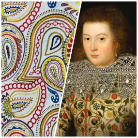 NEW Princess Audrey Designer 100% Cotton Paisley Fabric with Embroidery NEW Princess Audrey Designer 100% Cotton Paisley Fabric with Embroidery
