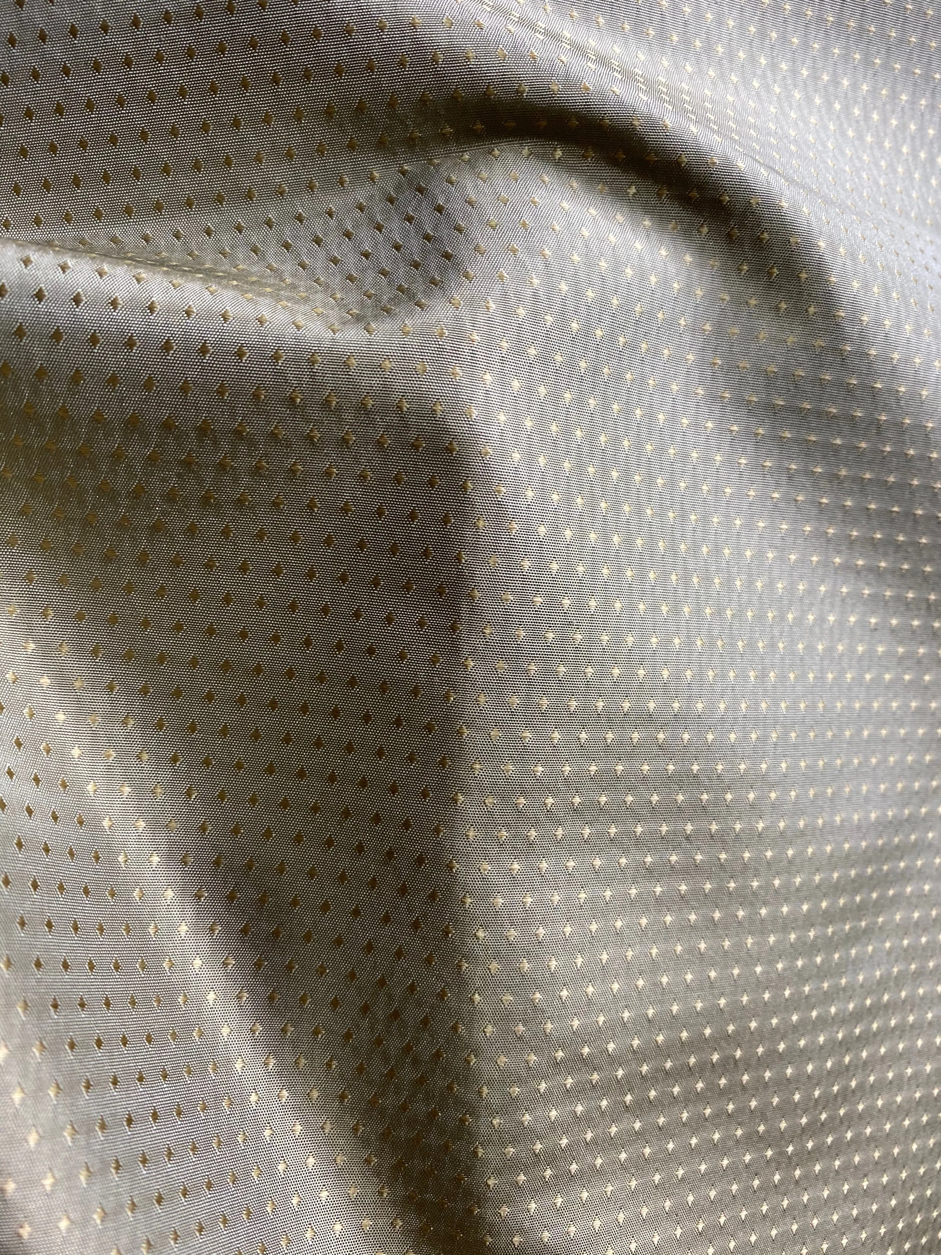 NEW Princess Donna Designer 100% Silk Taffeta Mini Diamond Embroidered Motif Fabric - Gray with Gold Diamonds