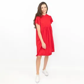 Next Textured Red Shirred Details Lightweight Relaxed Fit Knee Length Dress Next Textured Red Shirred Details Lightweight Relaxed Fit Knee Length Dress