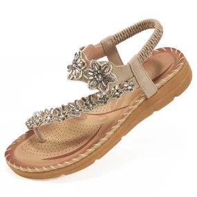 【No.7】Sandals for Women Comfortable Flats Shoes with Elastic Ankle Strap Gladiator Bohemian Beaded Dress Shoe Outdoor Non Slip Beach Clip Toe Summer Sandal 【No.7】Sandals for Women Comfortable Flats Shoes with Elastic Ankle Strap Gladiator Bohemian Beaded Dress Shoe Outdoor Non Slip Beach Clip Toe Summer Sandal