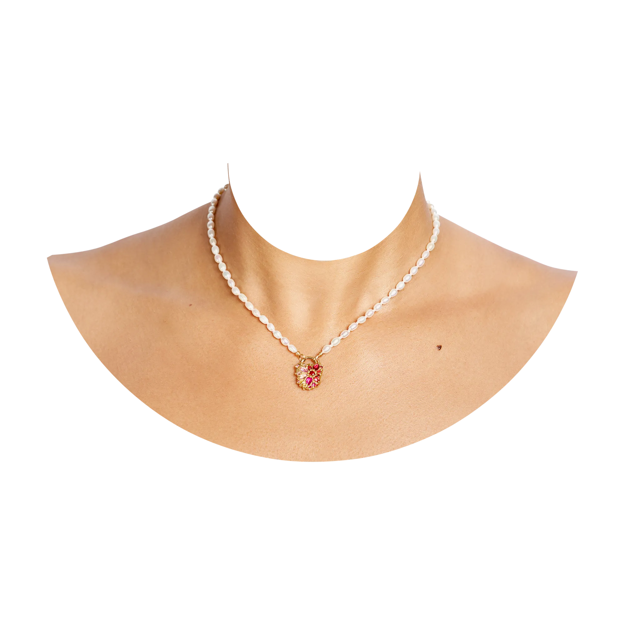 Plum Blossom Fantaisie Padlock Necklace - Made to Order