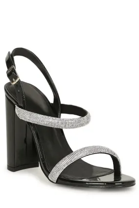 Rhinestone Chunky Heel Sandals Rhinestone Chunky Heel Sandals