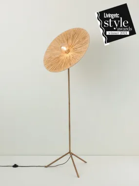Ridotti - 1 Light Natural Raffia and Burnished Brass Floor Lamp Ridotti - 1 Light Natural Raffia and Burnished Brass Floor Lamp