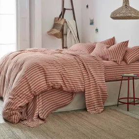 Sandstone Red Pembroke Stripe Linen Blend Duvet Cover Sandstone Red Pembroke Stripe Linen Blend Duvet Cover