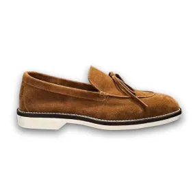 UNLINED LOAFER WITH LEATHER BOW ANTI DROP TREATED SUEDE UNLINED LOAFER WITH LEATHER BOW ANTI DROP TREATED SUEDE
