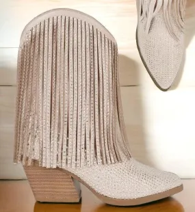 VALDA LOW SHAFT WESTERN BOOT WITH RHINESTONES FRINGE VALDA LOW SHAFT WESTERN BOOT WITH RHINESTONES FRINGE