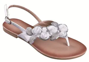 White Floral Wedding Bridal Flat Women's Thong Sandals White Floral Wedding Bridal Flat Women's Thong Sandals