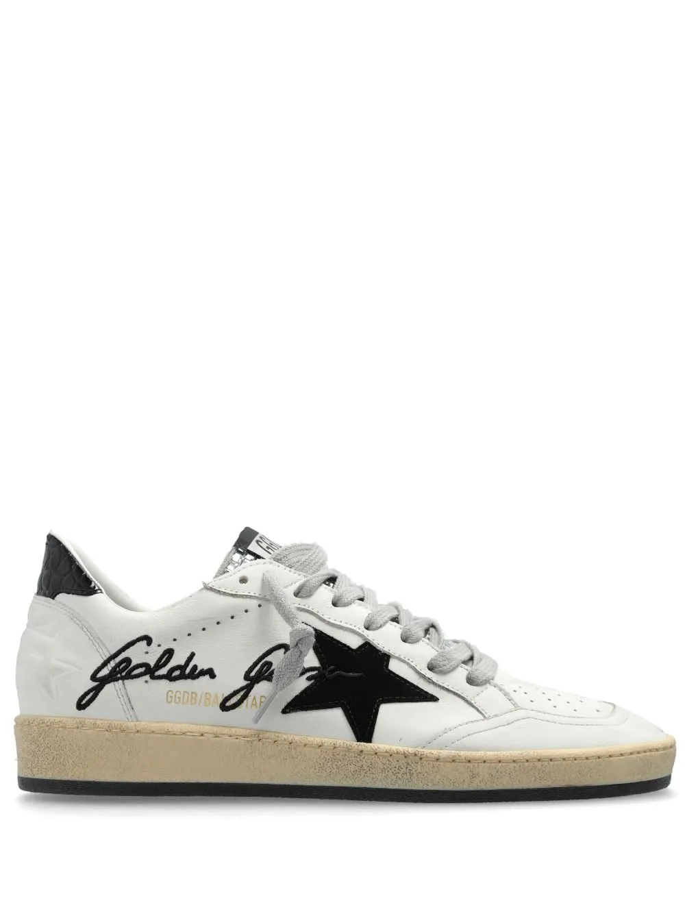 WHITE LEATHER CROCODILE-EFFECT SNEAKERS