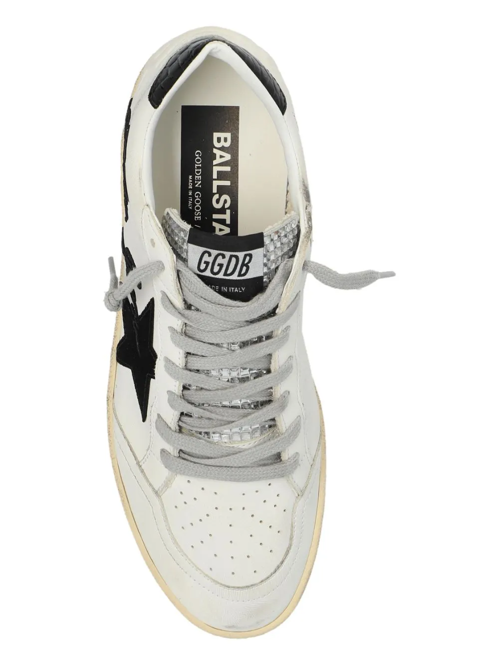 WHITE LEATHER CROCODILE-EFFECT SNEAKERS