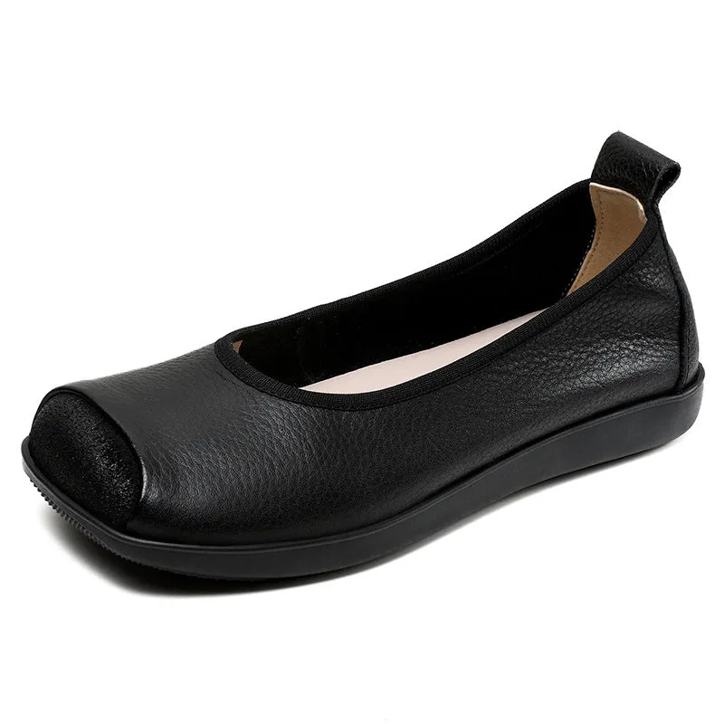Women Retro Soft Solid Leather Casual Flats