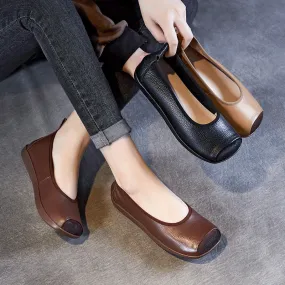 Women Retro Soft Solid Leather Casual Flats Women Retro Soft Solid Leather Casual Flats